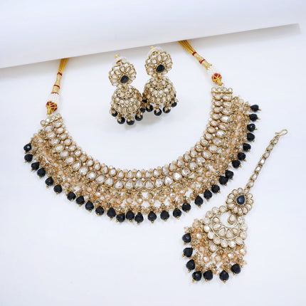 Bridal Jewelry Set – Bright Red & Champagne Kundan Choker