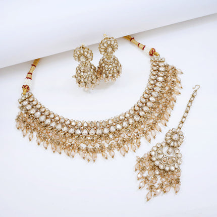 Bridal Jewelry Set – Blush Pink & Champagne Kundan Choker
