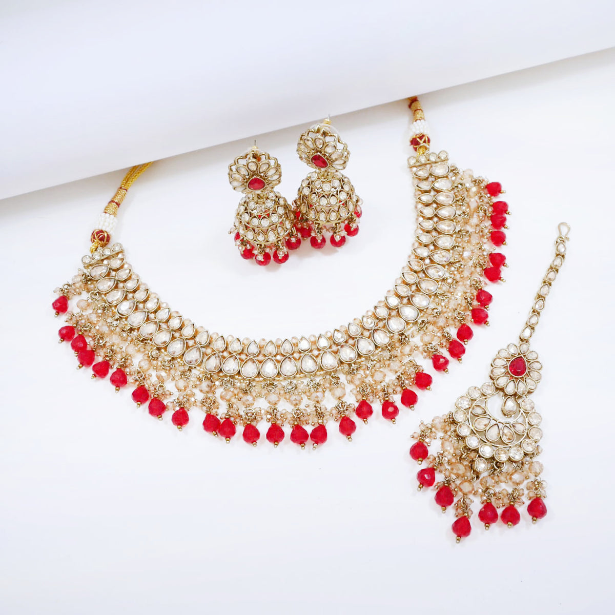 Bridal Jewelry Set – Lilac & Champagne Kundan Choker