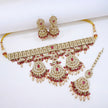 Bridal Jewelry Set – Maroon & Champagne Kundan Choker