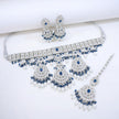 Bridal Jewelry Set – Sapphire Blue & Champagne Kundan Choker