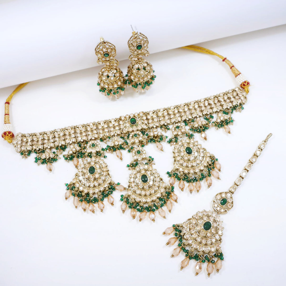 Bridal Jewelry Set – All Champagne Zircon Kundan Choker