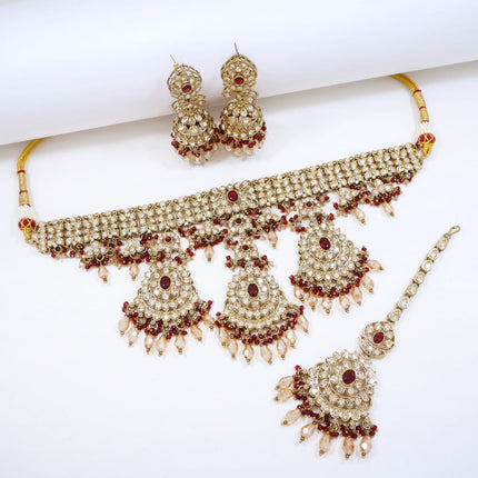Bridal Jewelry Set – Ice Blue & Champagne Zircon Kundan Choker