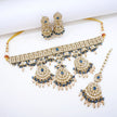 Bridal Jewelry Set – Jet Black & Champagne Zircon Kundan Choker