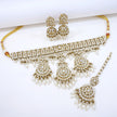 Bridal Jewelry Set – Royal Purple & Champagne Zircon Kundan Choker
