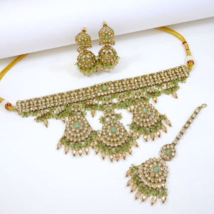 Bridal Jewelry Set – Pearl White Zircon Kundan Choker