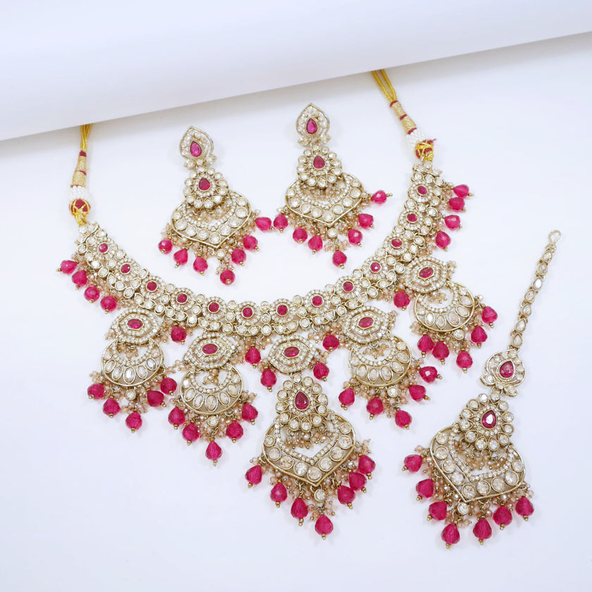 Bridal Jewelry Set – Navy Blue & Silver Polki Choker
