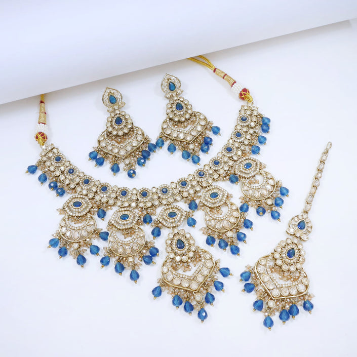 Bridal Jewelry Set – Champagne & Antique Gold Polki Choker