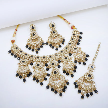 Bridal Jewelry Set – Teal & Antique Gold Polki Choker