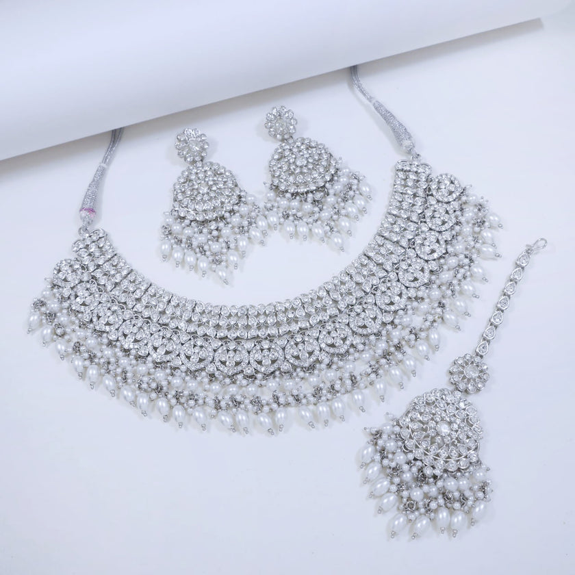Bridal Jewelry Set – Mint Green & Champagne Polki Choker