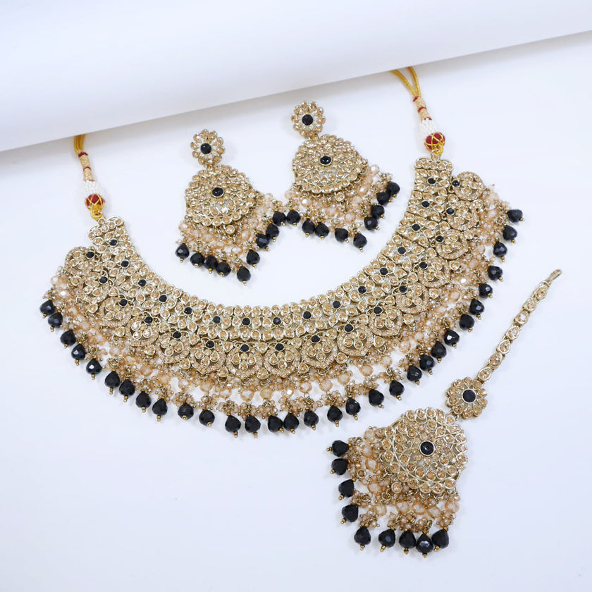 Bridal Jewelry Set – Ice Blue & Champagne Polki Choker