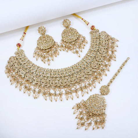 Bridal Jewelry Set – All Champagne Nude Polki Choker (II)