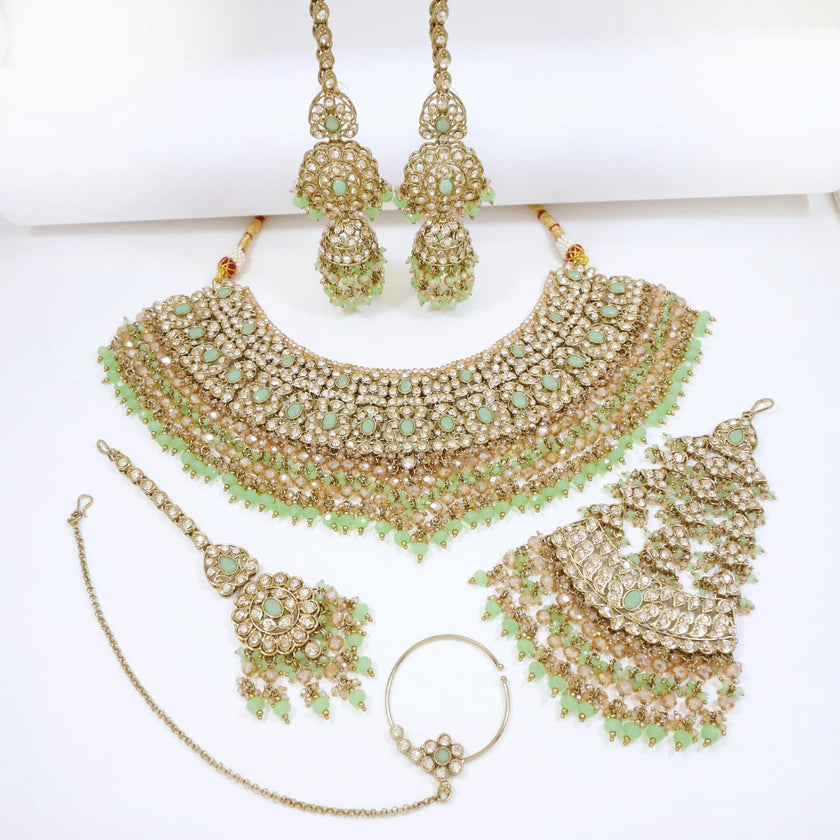 Bridal Jewelry Set – Mint Green & Champagne Full Bridal Set