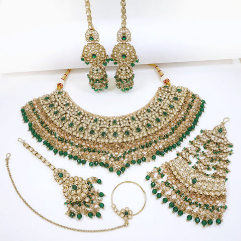 Bridal Jewelry Set – Emerald Green & Champagne Full Bridal Set