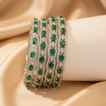 Set of 5 gold-tone full pavé zircon bangles – copper/brass fashion jewelry
