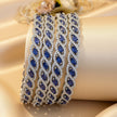 Wide openwork bangles with marquise zircon stones – copper/brass fashion jewelry