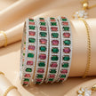 Ornate bangle set with colored zircon stones – copper/brass fashion jewelry