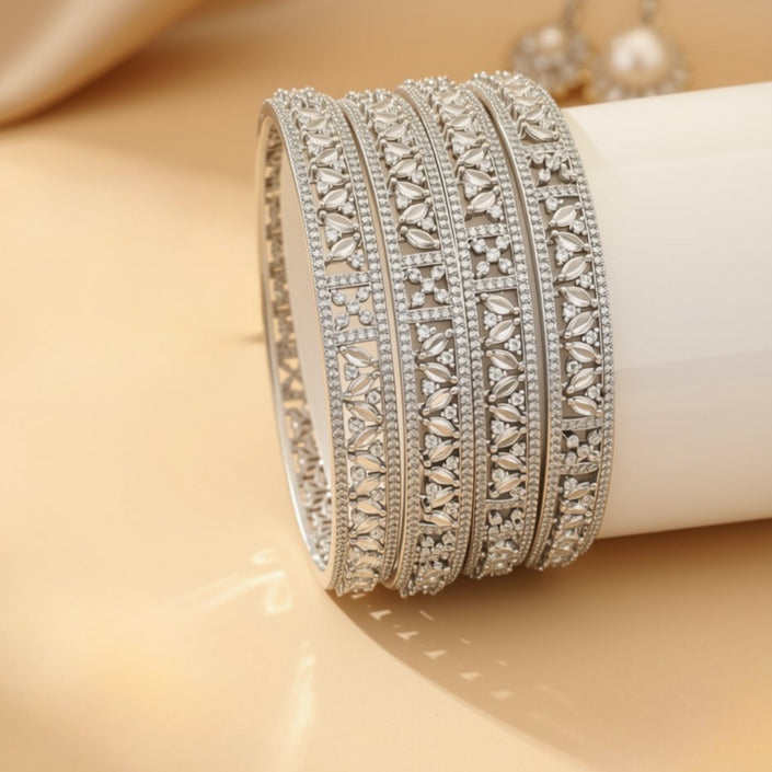 Gold-tone ornate bangles with colored zircon stones – copper/brass fashion jewelry