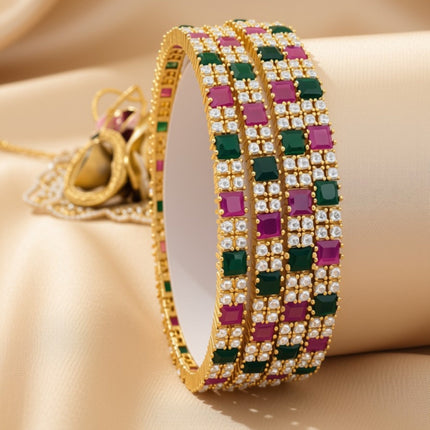 Zircon bangle set – copper/brass fashion jewelry
