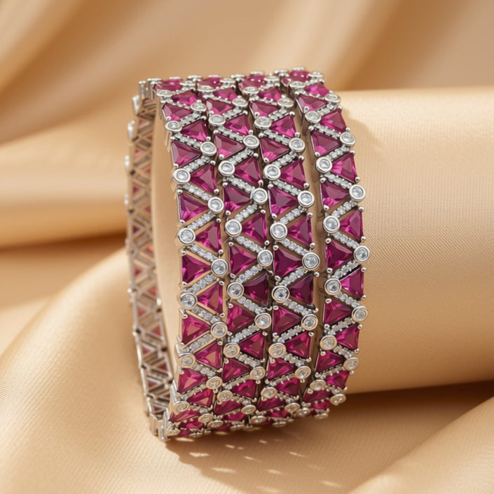 Zircon bangle set – copper/brass fashion jewelry