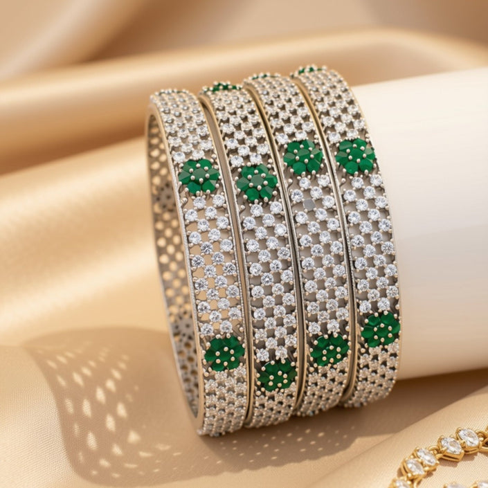 Zircon bangle set – copper/brass fashion jewelry