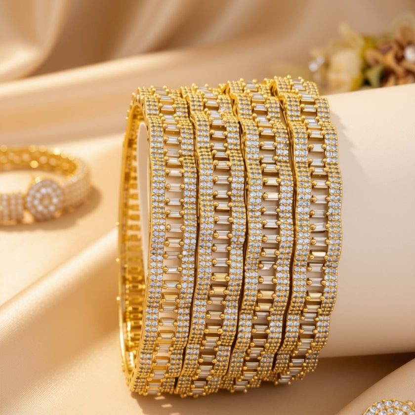 Zircon bangle set – copper/brass fashion jewelry