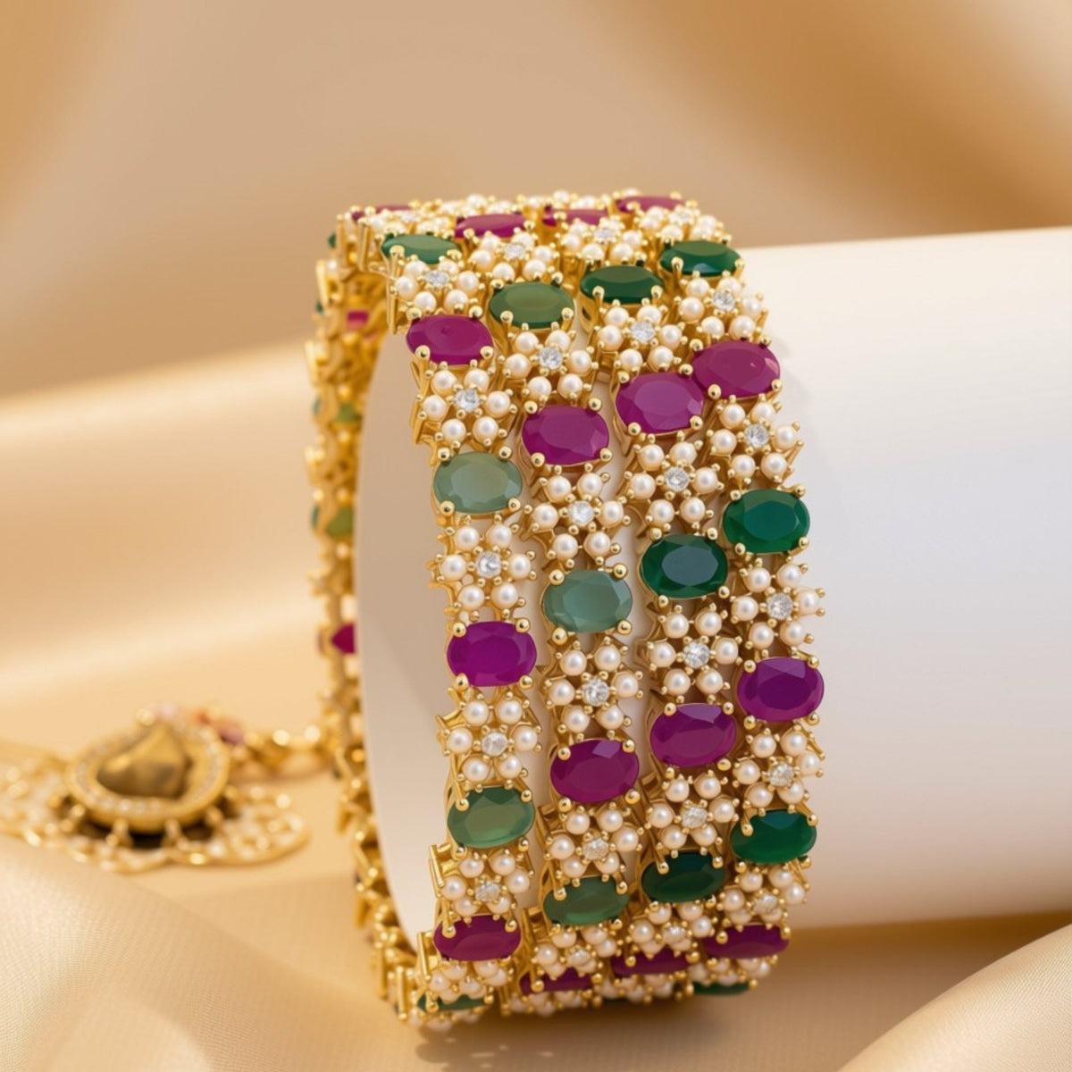 Zircon bangle set – copper/brass fashion jewelry