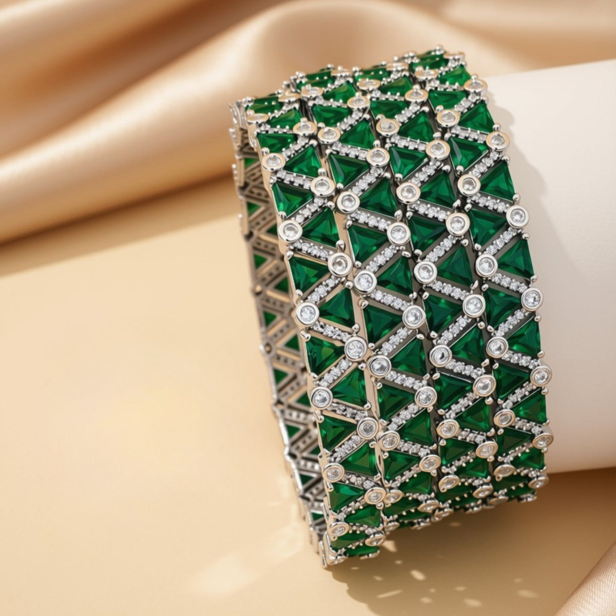 Zircon bangle set – copper/brass fashion jewelry