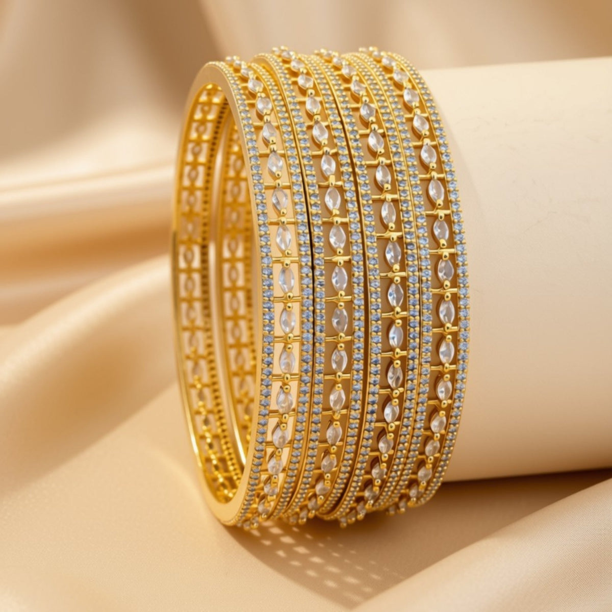 Zircon bangle set – copper/brass fashion jewelry