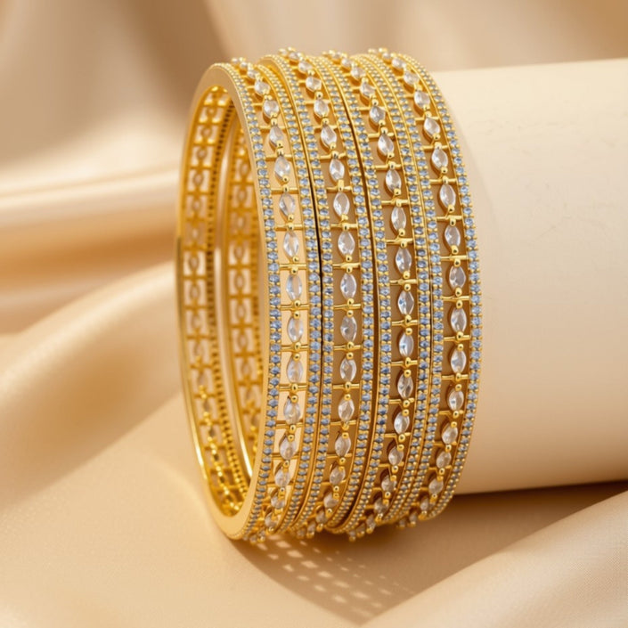 Zircon bangle set – copper/brass fashion jewelry