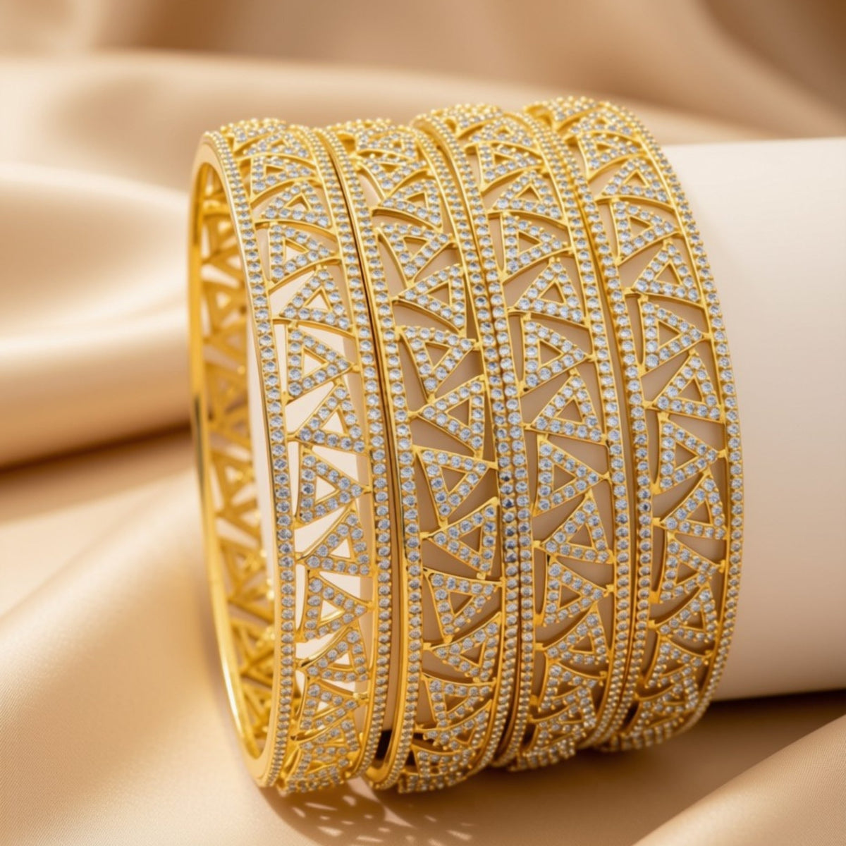 Zircon bangle set – copper/brass fashion jewelry