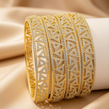 Zircon bangle set – copper/brass fashion jewelry