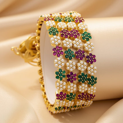 Zircon bangle set – copper/brass fashion jewelry