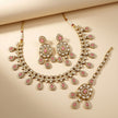 Bridal Jewelry Set – Necklace, Earrings & Maang Tikka Pink Sapphire