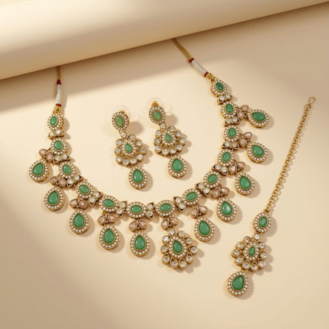 Bridal Jewelry Set – Emerald Green & Gold