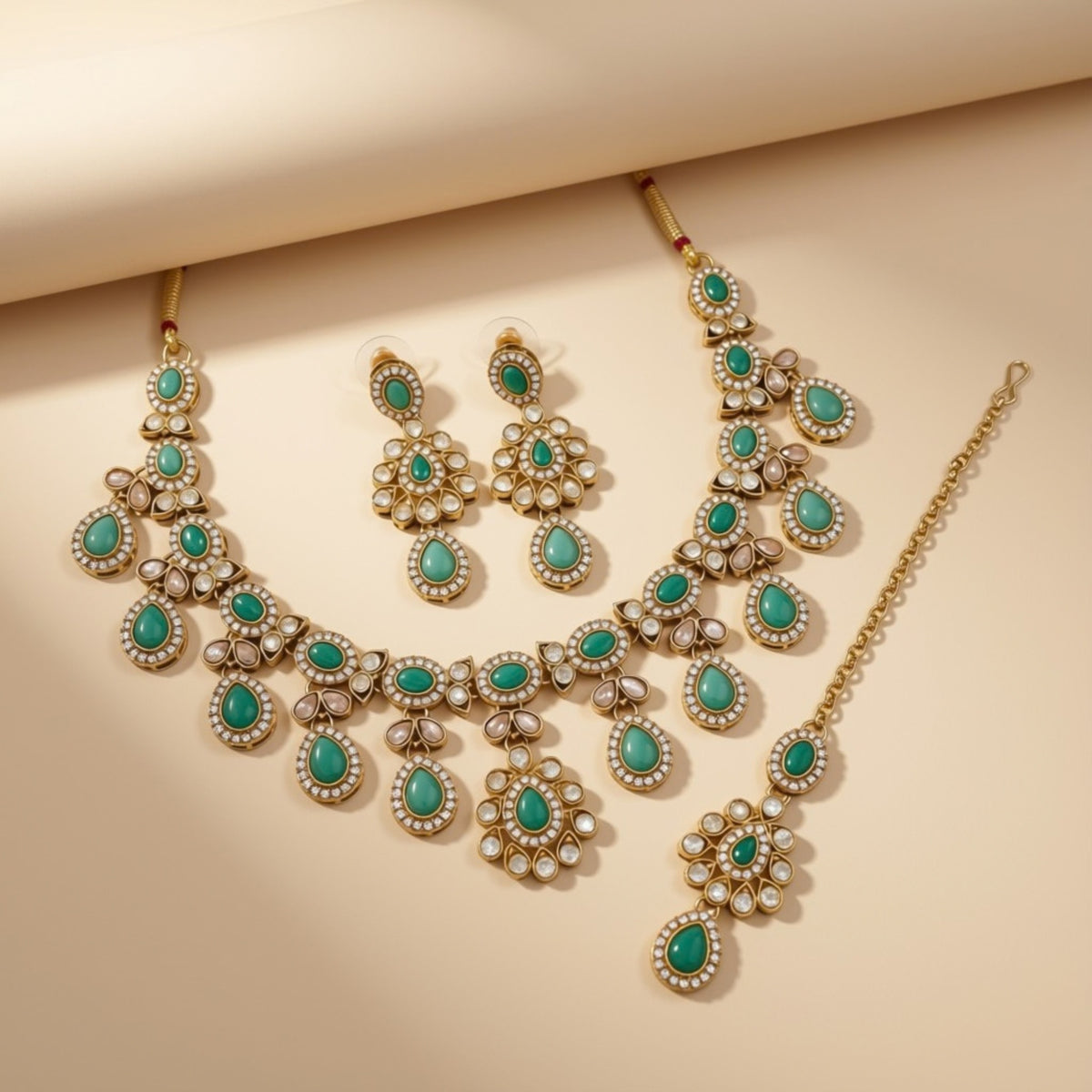 Bridal Jewelry Set – Ruby Red & Gold