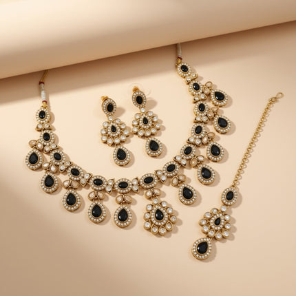 Bridal Jewelry Set – Navy Blue & Gold