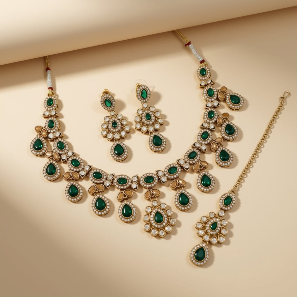 Bridal Jewelry Set – Emerald Green & Gold II