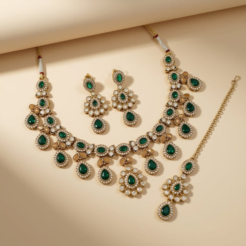 Bridal Jewelry Set – Emerald Green & Gold II
