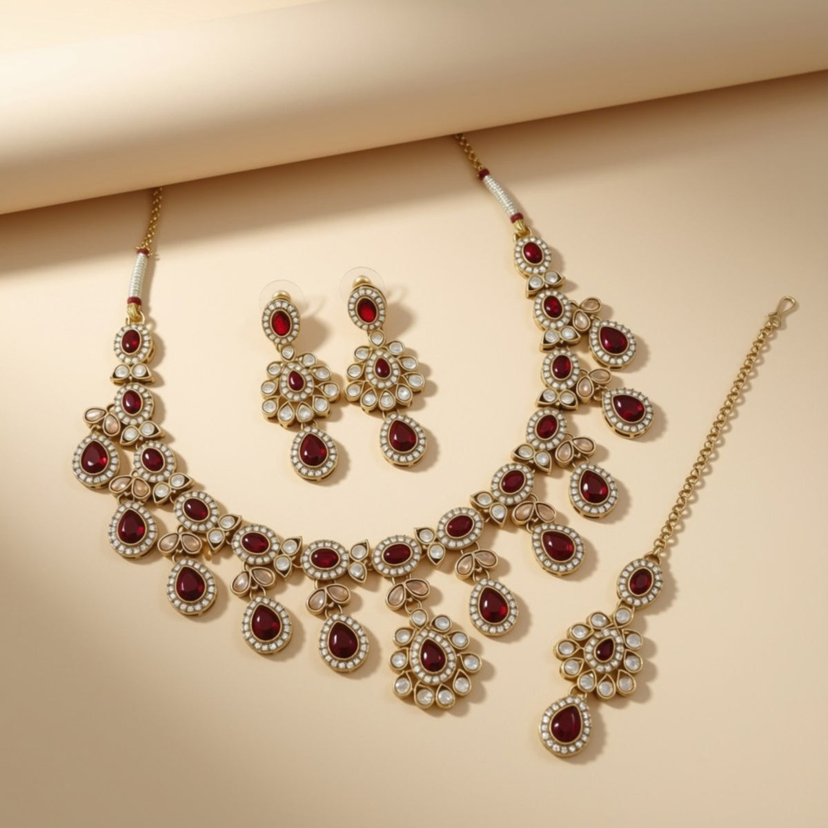 Bridal Jewelry Set – Ruby Red & Gold II