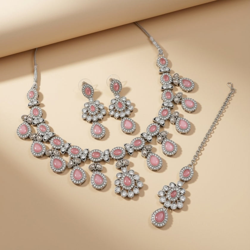 Bridal Jewelry Set – Ruby Red & Antique Gold
