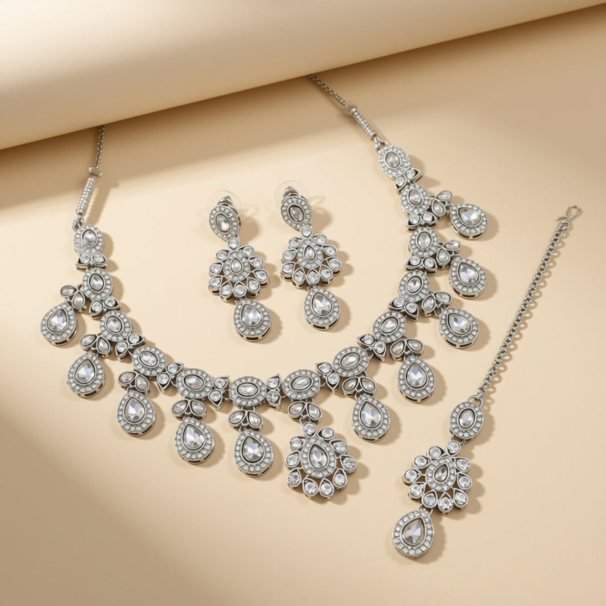 Bridal Jewelry Set – Emerald Green & Silver