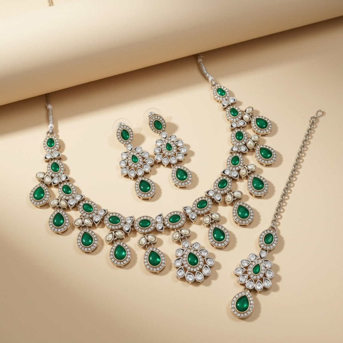 Bridal Jewelry Set – Gold & Champagne Crystal