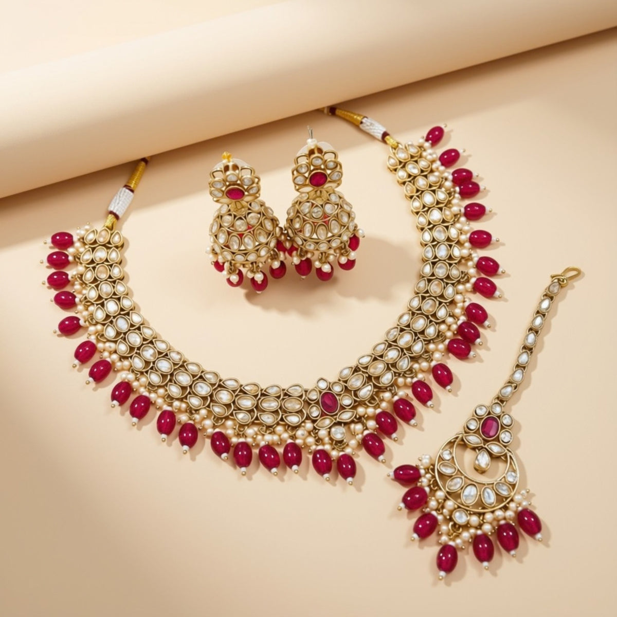 Bridal Jewelry Set – Peach & Antique Gold
