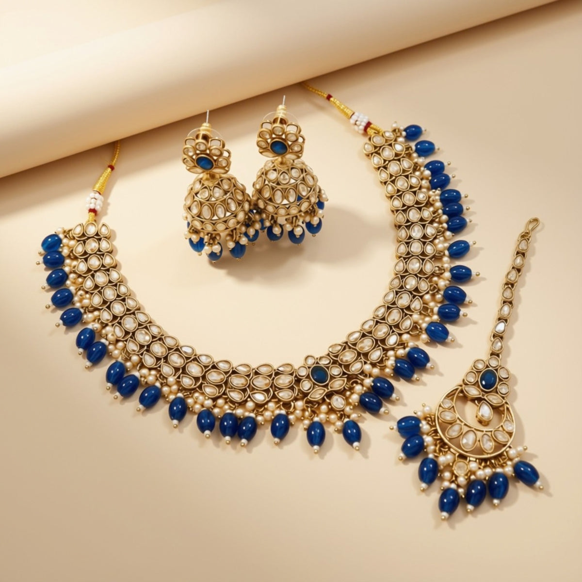 Bridal Jewelry Set – Aqua Crystal & Antique Gold