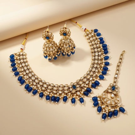 Bridal Jewelry Set – Aqua Crystal & Antique Gold