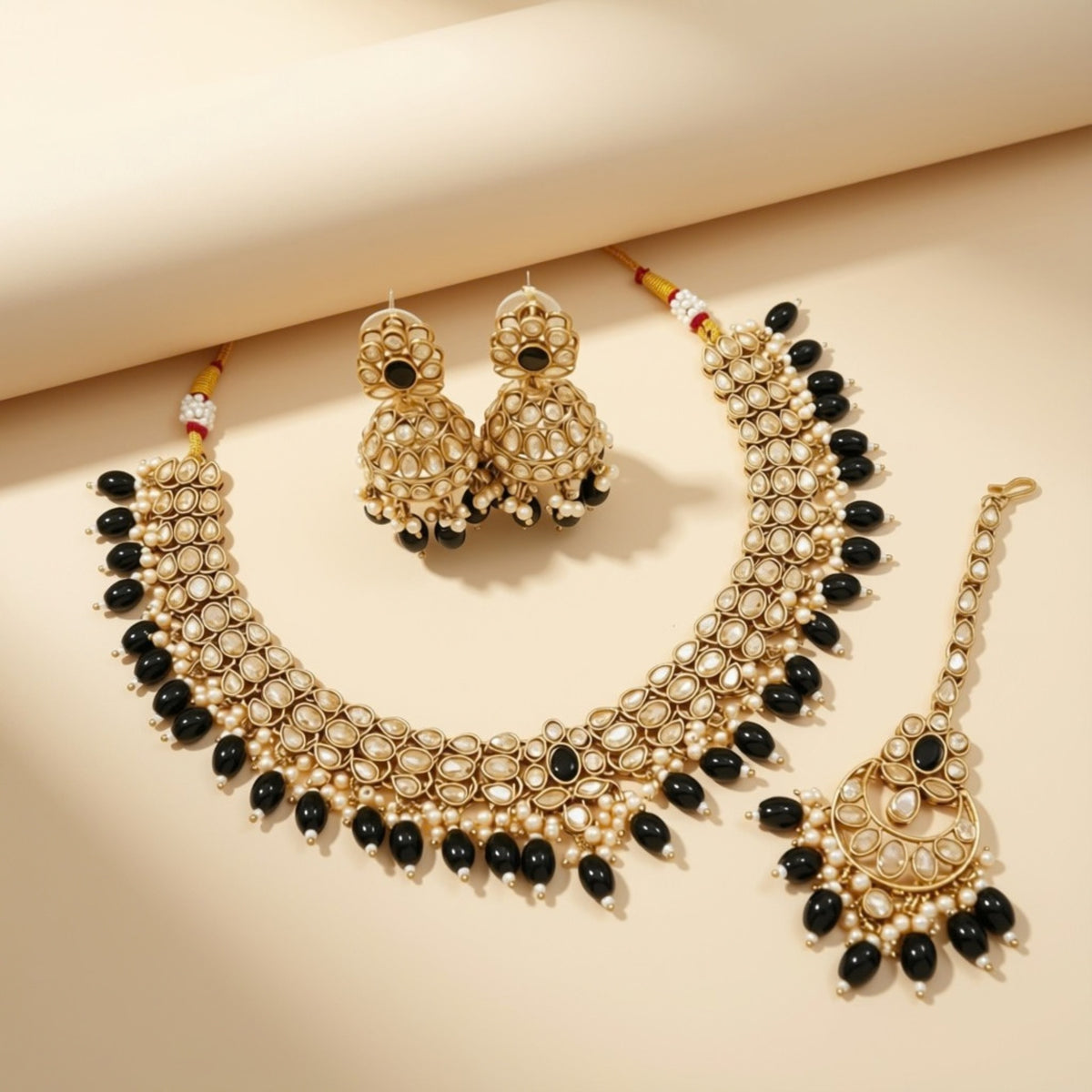 Bridal Jewelry Set – Red Crystal & Antique Gold