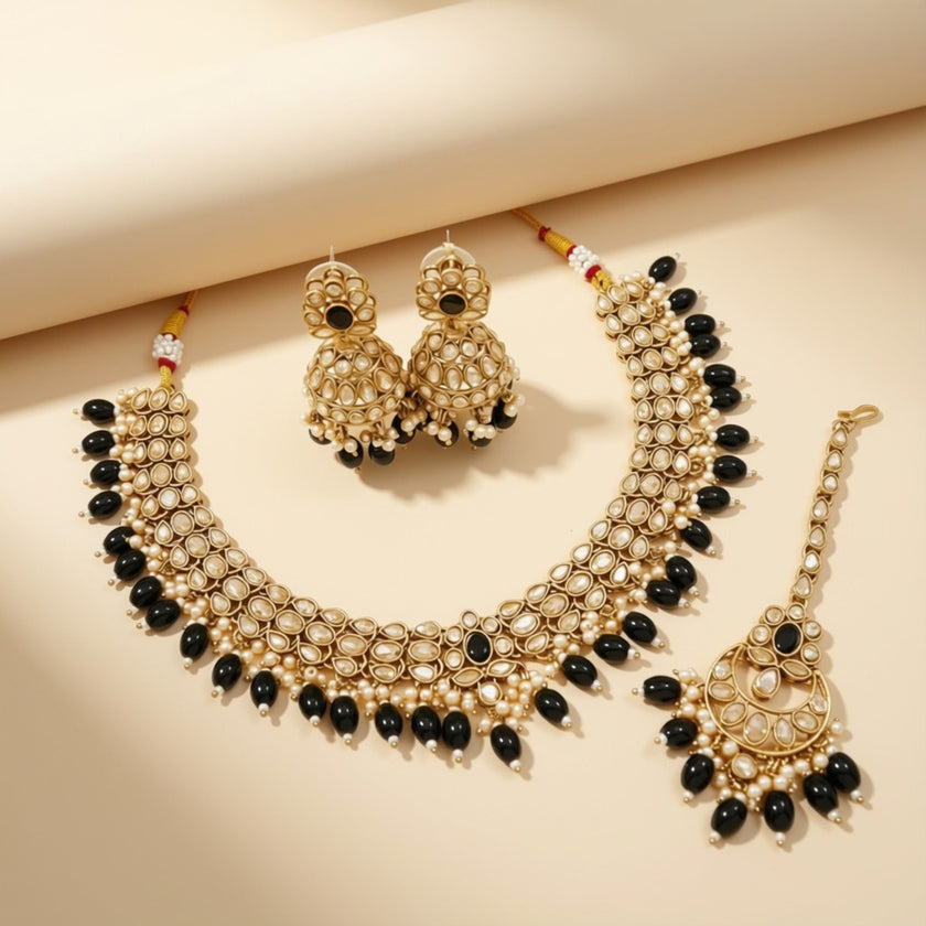 Bridal Jewelry Set – Red Crystal & Antique Gold