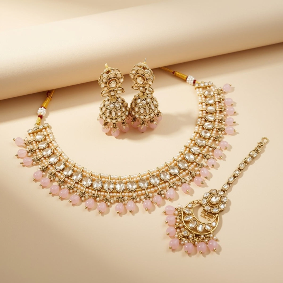 Bridal Jewelry Set – Fuchsia Crystal & Antique Gold
